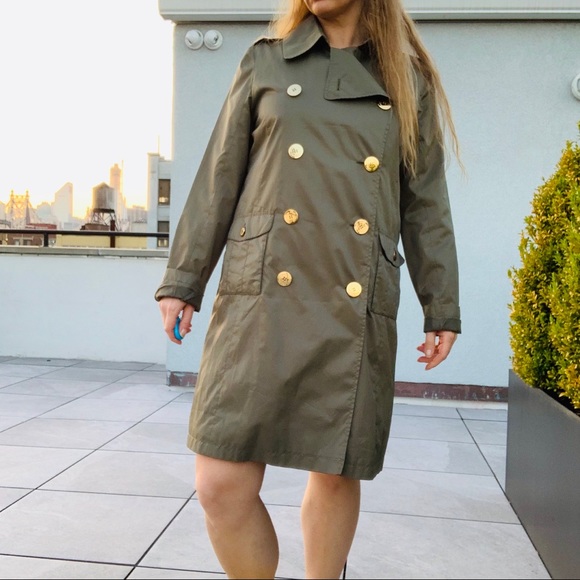 Baby Phat Double-Breasted Trench Coat Weather Leopard Camo Green Trench Coat - Picture 15 of 15